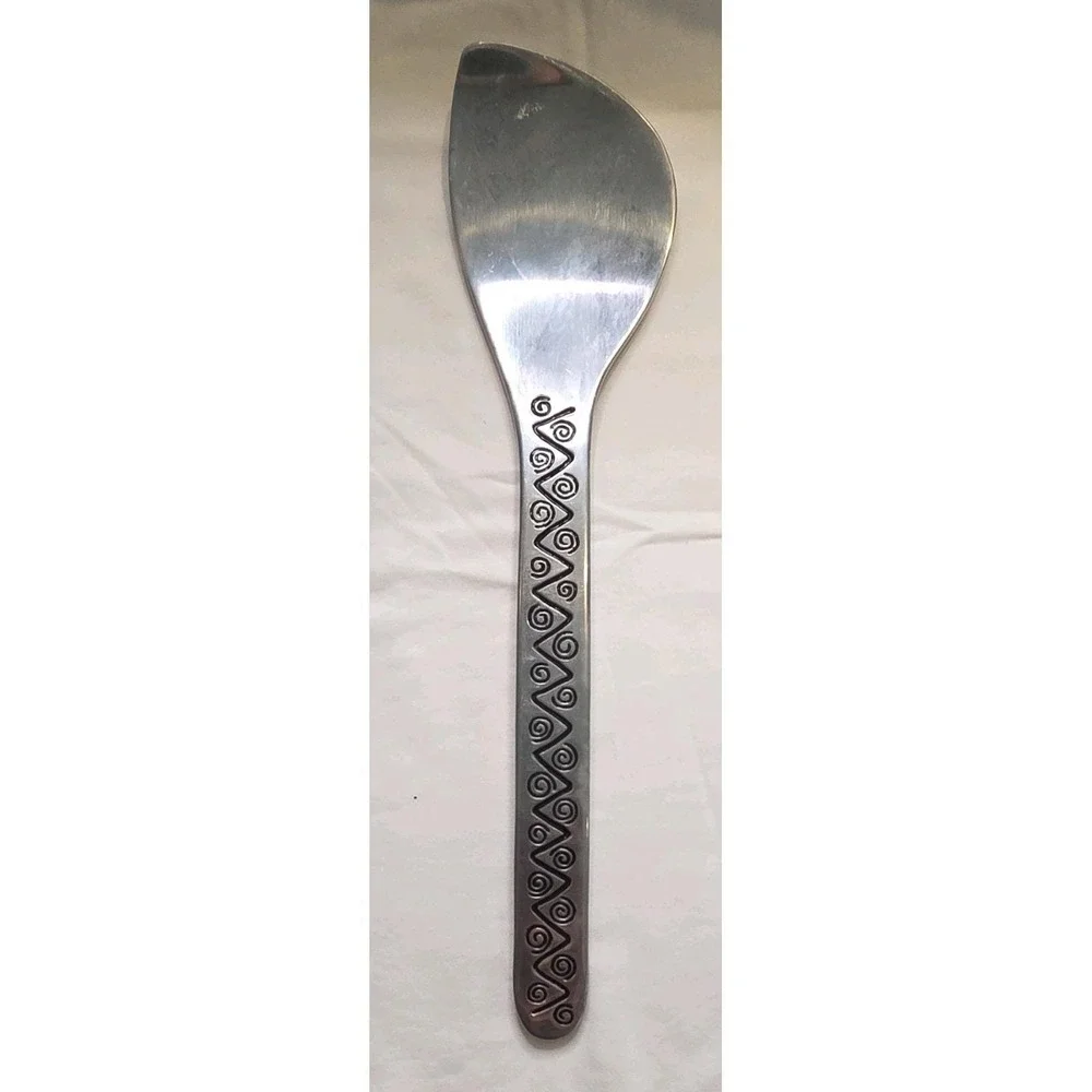 Wilton Armetale Serving Bowl & Salad Servers Set Silver Reggae Pattern
